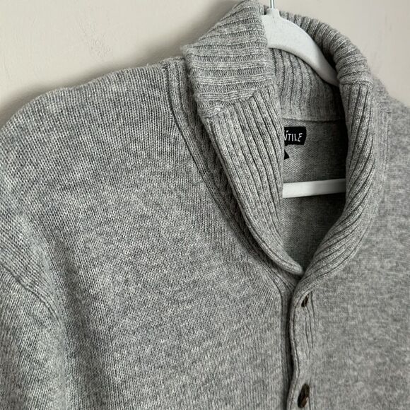 J. Crew Mercantile Men’s Wool Blend Grey shawl-collar Pullover Sweater K3331 L - Picture 3 of 8
